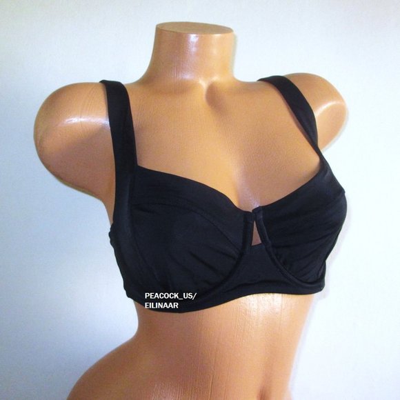 32DD VICTORIA SECRET SWIM Lace Up Back Bikini Top Strappy back Solid Black - Picture 4 of 6